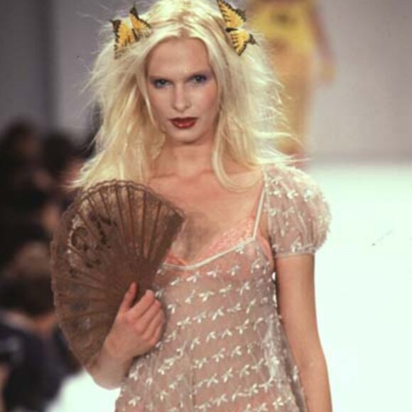 Betsey Johnson S/S 1997 Runway Archival All Over Bow Organdy Mini Dress sz Small - Picture 2 of 14